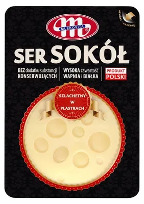 Zdjęcie produktu dla Mlekovita Ser Sokół dojrzewający plastry 500g