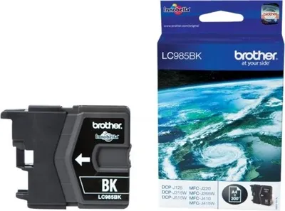 Produktbild von Brother LC985BKBP, Schwarz, Tinte auf Pigmentbasis, 1 Stück(e), 300 Seiten, Einzelpackung