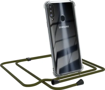 Produktbild von EAZY CASE Handykette kompatibel mit Samsung Galaxy A20s, Handyhülle mit Umhängeband, Handykordel, Schutzhülle Clear, Band in Grün