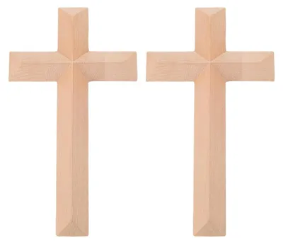 2 Holzkreuze Wanddeko, 33 cm, hängend, Burlywood