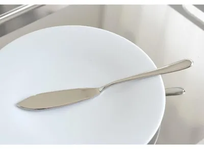 6 Fischmesser aus Edelstahl 18/10, spiegelpoliert, 23 cm, silber