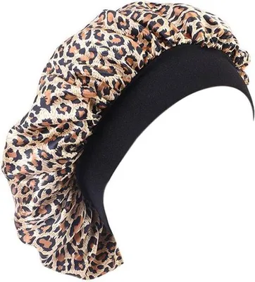 Obrázek produktu pro Silk-Nightcap – Pro kudrnaté vlasy – Elastická noční čepice – Ochrana vlasů – Saténová čepice na spaní – Hnědá