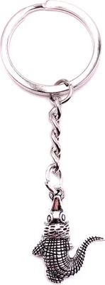 Produktbild von Onwomania Schlüsselanhänger Keychain Silber Metall Krokodil Alligator Tier Schnapp