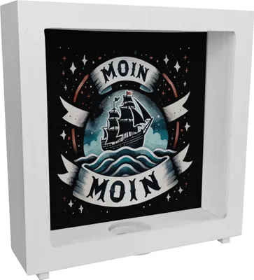Produktbild von Segelschiff Moin Moin Rahmen Spardose aus Holz