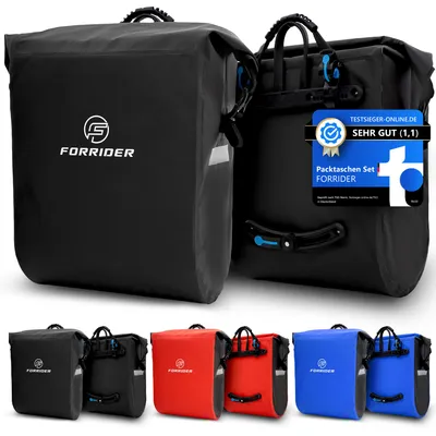 Produktbild von Forrider Doppelte Fahrradtasche 2x25L - wasserdicht - Quicksafe-Befestigung - mit Schultergurt
