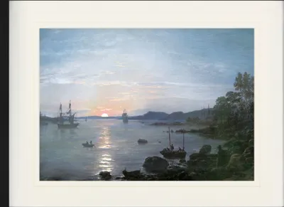 Produktbild von Johan Christian Dahl Gerahmtes Bild Mit Edlem Passepartout | Wand-Bilder | Im Bilderrahmen - Fjord Bei Holmestrand, 1834 (60 x 80 cm)