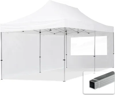 Zdjęcie produktu dla 3x6 m Namiot Ekspresowy, ECONOMY Alu 32mm, ze ścianami bocznymi, okna panoramiczne, biały
