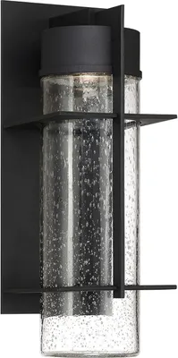 Produktbild von Außenwandleuchte LED Aluminium Glas H: 41 cm IP44 Schwarz warmweiß 3000 K 800 lm Modern Außenleuchte Wand