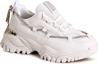 A single white sneaker shown from a diagonal angle against a white background.