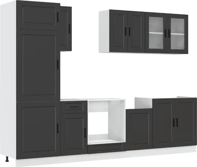 Produktbild von 8-tlg. Küchenschrank-Set Porto Schwarz Holzwerkstoff