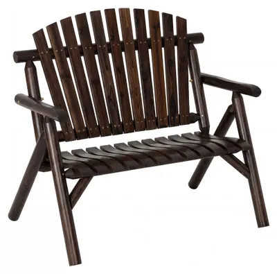 Immagine prodotto di Panchina da giardino KOMFOTTEU in legno massello, panchina da esterno con schienale, braccioli e seduta ricurva, panchina da terrazza resistente alle intemperie per 2 persone, panchina per terrazza, cortile e giardino