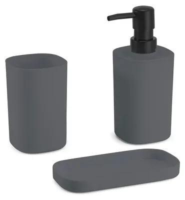 Produktbild von MSV Bad Accessoires 3-teilig - Seifenspender, Seifenschale, Zahnputzbecher Lona