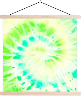 Produktbild von MuchoWow® Textilposter Sommer - Krawattenfärbung - Weiß 120x120 cm mit holzfarbenen Rahmen - Textil-Poster
