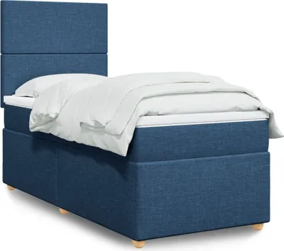 Produktbild von Design Boxspringbett mit Matratze Blau 100x200 cm Stoff, Klassische Betten 2024 Neu