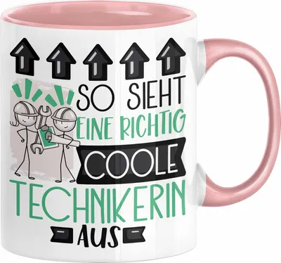Produktbild von Technikerin Geschenk Tasse Geschenkidee für Technikerin Geburtstag Weihnachten Spruch So Sieht Eine Richtig Coole Technikerin Aus Kaffee-Becher  (Rosa)