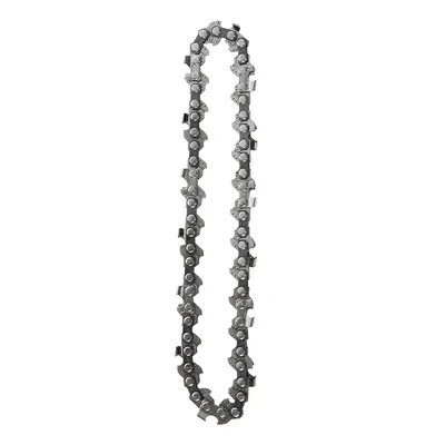 A close-up, isolated shot of a chainsaw chain.