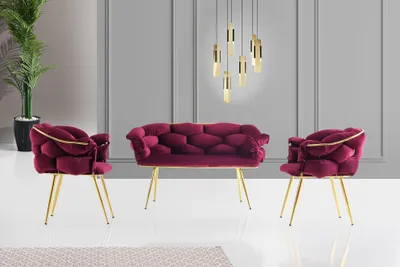 Immagine prodotto di Hanah Home, Balon - 2105, Divani, Prugna, Metallo, 135 x 79 x 65 cm