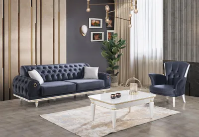 Obrázok produktu pre Wohnzimmer Möbel Couchen Sofa Chesterfield Sessel Couchtisch 3tlg Stoff