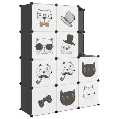 Produktbild von vidaXL Kinderschrank Modular mit 10 Würfeln Schwarz PP