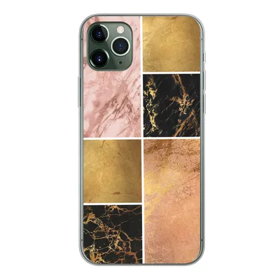 Produktbild von MuchoWow® Handyhülle Schutzhülle Hülle für iPhone 11 Pro Max Marmor - Rosa - Gold Silikon Softcase Handy Hülle - Schutz