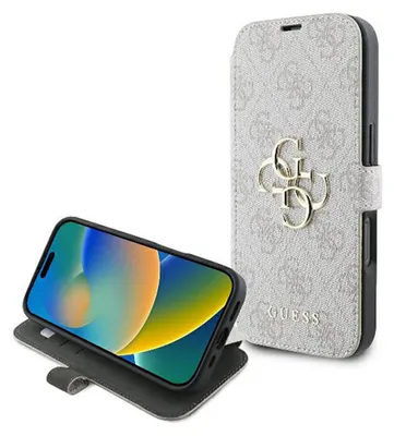 Produktbild von Guess GUBKP16L4GMGPI iPhone 16 Pro 6.3" pink book 4G Metal Logo Schutzhülle