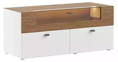 Image de Meuble TV blanc RTV Lowboard Vitrine en bois moderne Salon