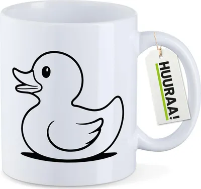 Produktbild von Huuraa Kaffeetasse Gummiente Silhouette 330ml Weiß Keramik Kaffeebecher Geschenkidee