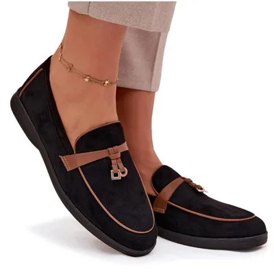 Zdjęcie produktu dla Mokasyny Loafersy Damskie Z Eko Zamszu Czarne Darwen 39
