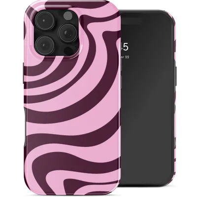Produktbild von Selencia Vivid Backcover mit MagSafe für das Apple iPhone 16 Pro – Wavy Swirl Pink Plum