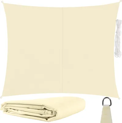 Produktbild von Sonnensegel Rechteckig 3x2 m für zuverlässigen Sonnenschutz Wasserdicht inkl. Befestigung Garten Strand Camping 23163, Farbe:Beige