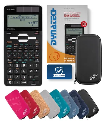 Produktbild von Sharp EL-W550TG Taschenrechner mit Schutztasche schwarz und Fachbuch