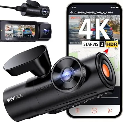 Productafbeelding van VANTREE N4 PRO 5G WiFi Dashcam voor auto, 4K+ 1080p+ 1080p/3 HDR, STARVIS 2 camera - Privacyfuncties, parkeerbewaking, nachtzicht met infrarood (IR Starlight), Voi