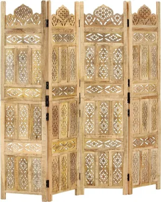 Produktbild von 4-tlg. Raumteiler Handgeschnitzt 160×165 cm Mango Massivholz