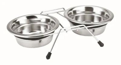 Image de Nobby Ecuelle double en acier inoxydable Silent Diner pour chiens