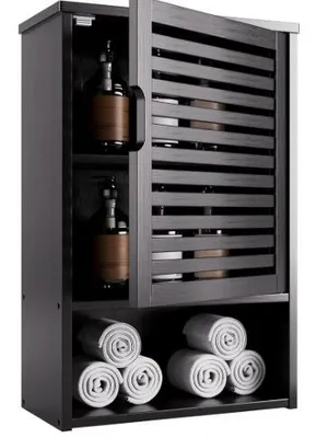 Produktbild von Schwarz Badezimmerschrank Wandmontage mit Türen, Medizinschrank Hängend für Engen Raum, Over-the-Toiletten-Hängeschrank für Badezimmer/Waschküche/Küch