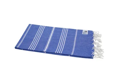 Produktbild von Hamam Handtuch Saunatuch blau "Sultan Style" mit Fransen