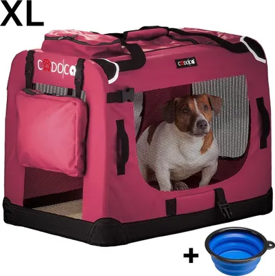 Produktbild von Hundetragetasche XL, Rot, faltbar mit Netzseiten