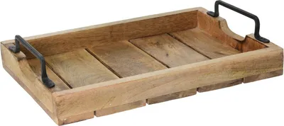 Produktbild von Tablett Dekotablett Holz Mango braun Holztablett Deko Kerzentablett Dekoration 38 x 25,5 cm