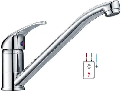Obrázek produktu pro Kuchyňský kohoutek s otočným ramenem o 360 stupňů, 3 přívody vody, chromový design z mosazi.
