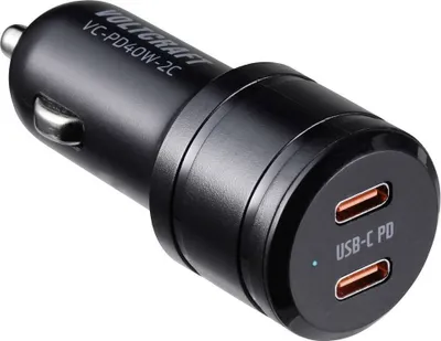 Produktbild von VOLTCRAFT VC-PD40W-2C USB Ladegerät 40 W 2x USB-C® USB PD Schwarz KFZ USB Power Delivery (USB-PD)