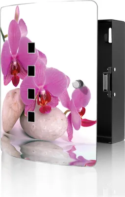 Produktbild von banjado Design Schlüsselkasten aus Edelstahl für 10 Schlüssel, Schlüsselschrank 24 x 21,5 x 7cm groß mit Magnetverschluss, Orchidee [BWSK 10086]