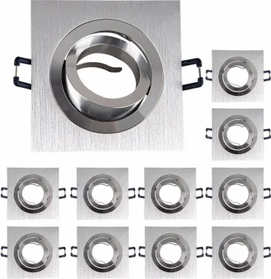 Produktbild von 10x Einbaurahmen Alu Silber geschleift 6711 Ø80 mm für Leuchtmittel GU10 | MR16 IP20