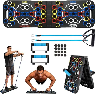 Produktbild von Push-Up Board 54-in-1, faltbar, mit Widerstandsbändern, Krafttraining für Zuhause