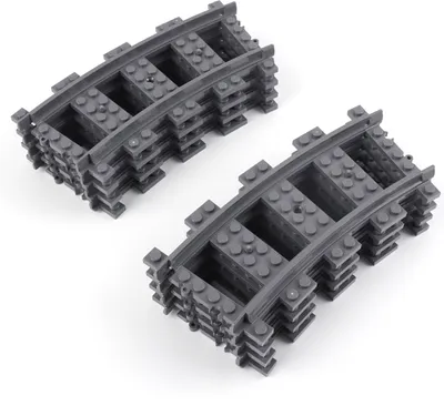 Two stacks of curved train tracks.