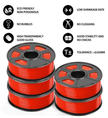 Produktbild von PETG-Filament - 3D-Druckmaterial - 1 kg - 335 m - 1,75 mm - Toleranz ±0,02 mm - FDM-Drucker - Rot