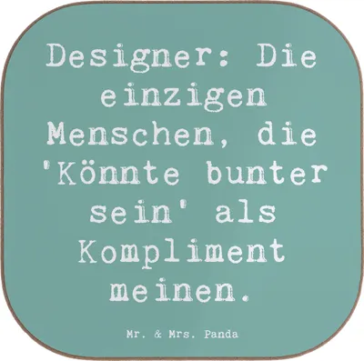 Produktbild von Mr. & Mrs. Panda Untersetzer für Gläser Spruch Designer Kompliment - Meeresbrise - Geschenk, Einfallsreichtum, Tischuntersetzer, Geschenke Berufstätige, Tassenuntersetzer