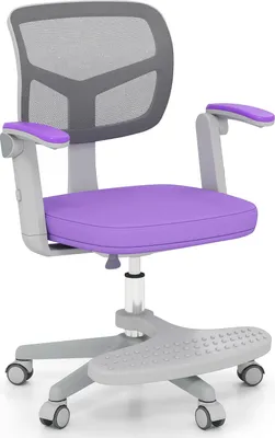 Produktbild von GOPLUS Schreibtischstuhl Kinder, höhenverstellbarer Kinderdrehstuhl mit Fußstütze, klappbaren Armlehnen & Rollen, Schülerstuhl für 3-15 Kinder (Lila)