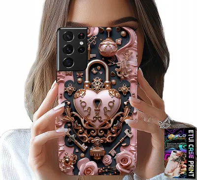 Zdjęcie produktu dla Etui Do Samsung Galaxy S21 Ultra - Kobiece, Modne Wzory, Kłódka Serce Róża