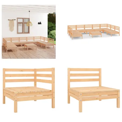 Produktbild von vidaXL 10 tlg. Garten Lounge Set Massivholz Kiefer - Gartenmöbel Set - Gartenmöbel Sets - Gartengarnitur - Gartengarnituren