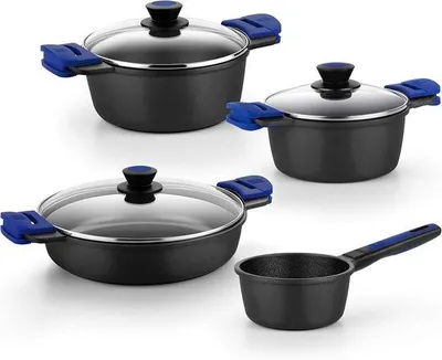 Zdjęcie produktu dla Zestaw 5 patelni indukcyjnych, czarny, ze stali nierdzewnej